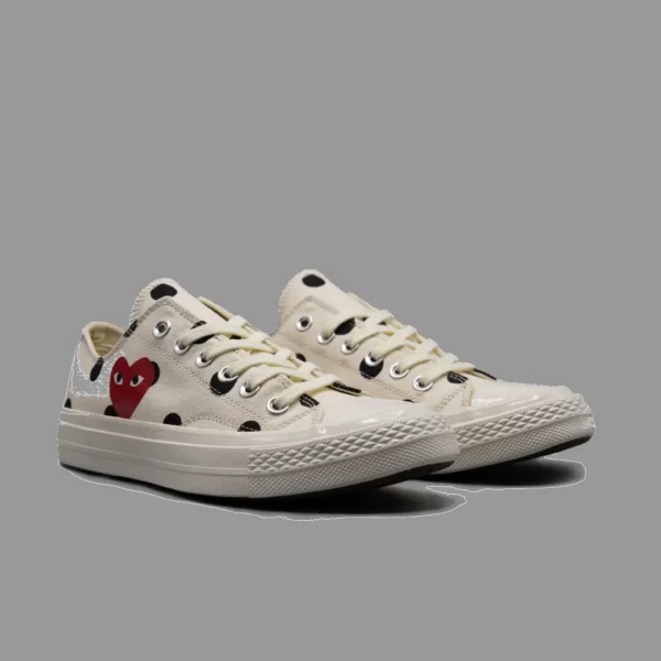 کانورس پلی خال خالی سفید ساق کوتاه | Converse Cdg Play White Polka Dot Lowtop - Image 3