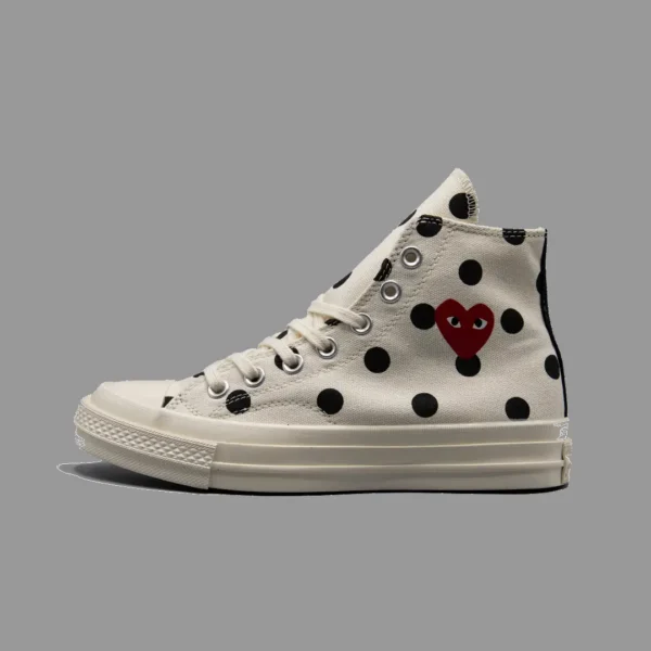 کانورس پلی خال خالی سفید ساقدار | Converse Cdg Play White Polka Dot Hightop