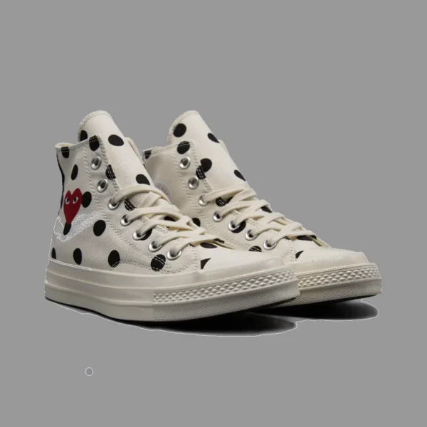 کانورس پلی خال خالی سفید ساقدار | Converse Cdg Play White Polka Dot Hightop - Image 4