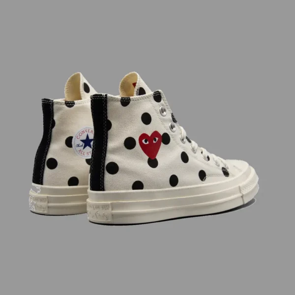 کانورس پلی خال خالی سفید ساقدار | Converse Cdg Play White Polka Dot Hightop - Image 3
