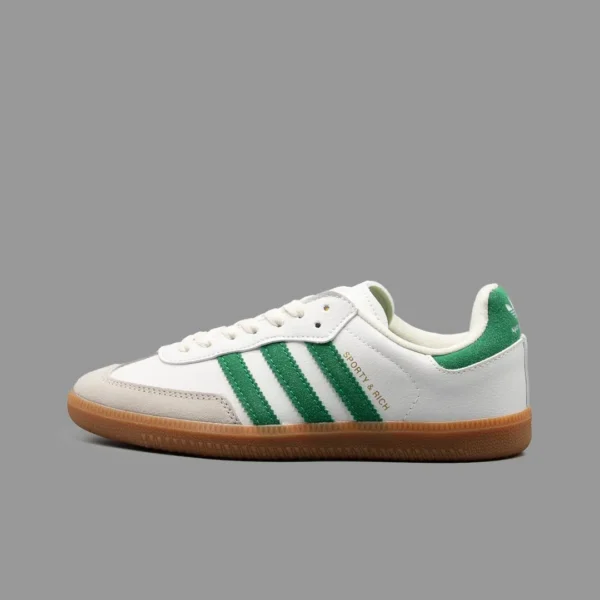آدیداس سامبا اسپورتی اند ریچ سفید سبز | Adidas Samba Sporty And Rich White/Green/Caramel