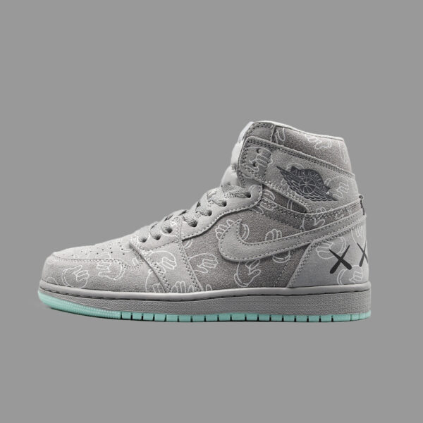 نایکی جردن 1 کاز طوسی روشن ساقدار | Air Jordan 1 OG High Kaws Light Gray