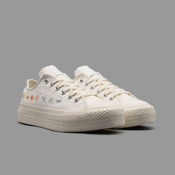 کانورس پلتفرم گل دار سفید | Converse Platform White Flower - Image 2