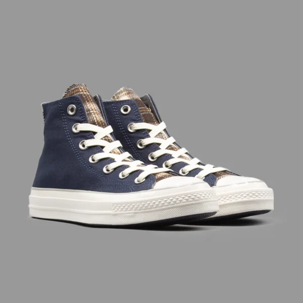 کانورس چهارخونه سرمه ای ساقدار | Converse Plaid Obsidian Hightop - Image 2