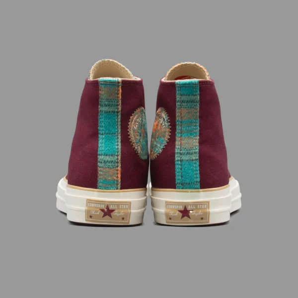 کانورس چهارخونه زرشکی ساقدار | Converse Plaid Burgundy Hightop - Image 4