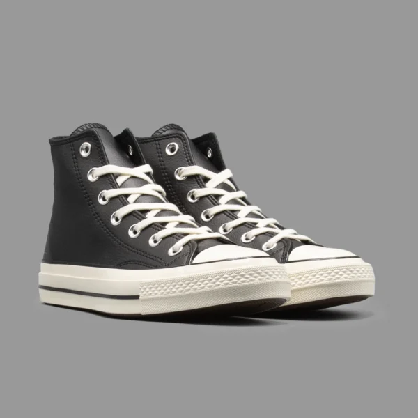 کانورس چرم مشکی ساقدار | Converse Black Leather Hightop - Image 2