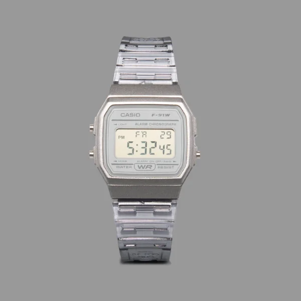 ساعت کاسیو یونیسکس طوسی شفاف | Casio F-91WS-7 Unisex Transparent Gray