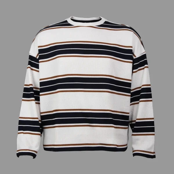 تیشرت آستین بلند باکسی اسوس اورسایز راه راه مشکی قهوه ای | ASOS Boxy Extreme Oversized Long Sleeve T-Shirt Black & Brown Stripe