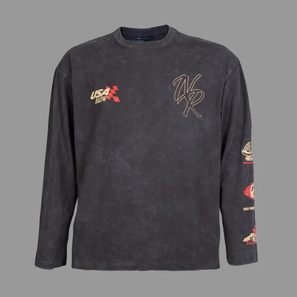 تیشرت آستین بلند باکسی اسوس اورسایز ریسینگ چست | ASOS Boxy Oversized Long Sleeve T-Shirt With Racing Chest