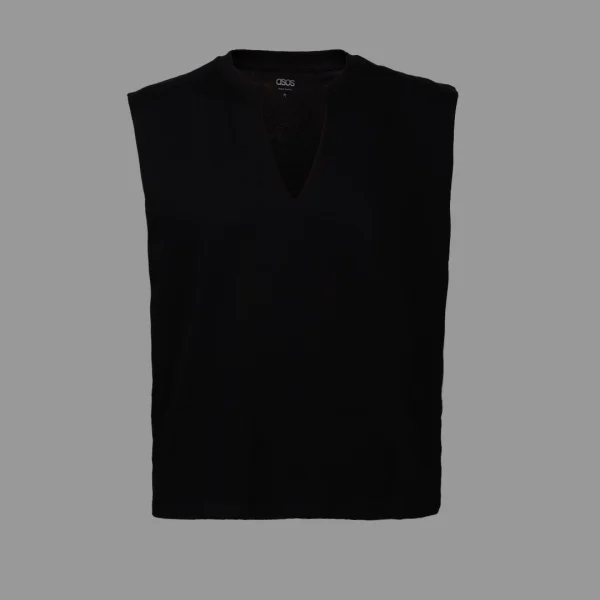 وست اسوس اورسایز یقه هفت مشکی اسوس | ASOS Oversized Vest With V-neck Black
