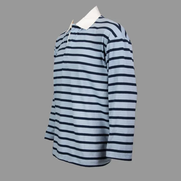 پولوشرت آستین بلند اسوس اورسایز راه راه مشکی آبی | ASOS Oversized Long Sleeve Black & Blue Stripe - Image 2