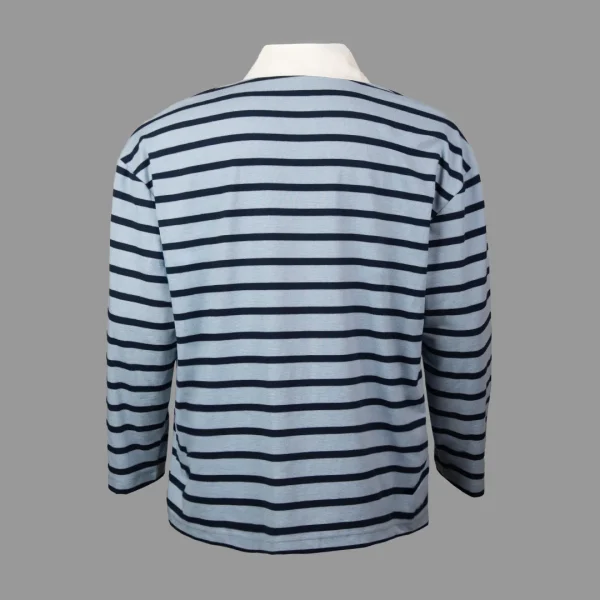 پولوشرت آستین بلند اسوس اورسایز راه راه مشکی آبی | ASOS Oversized Long Sleeve Black & Blue Stripe - Image 3