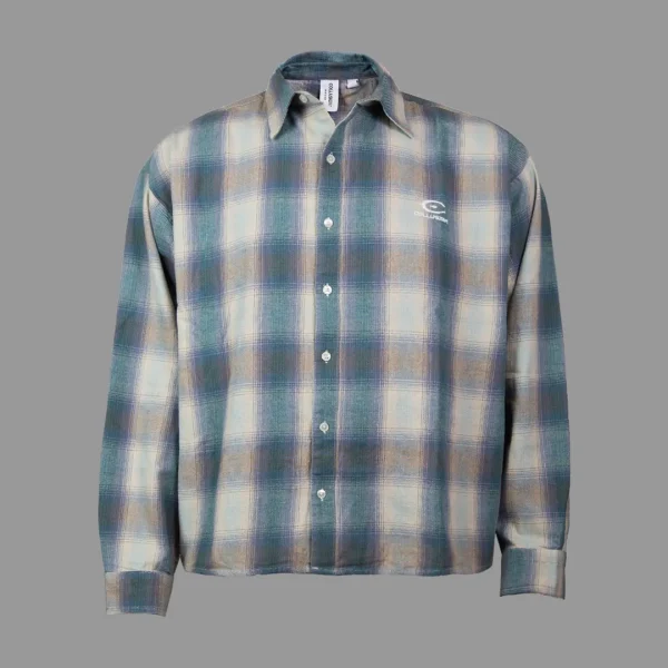 پیراهن آستین بلند باکسی کولوژن اورسایز براشد بلو | COLLUSION Boxy Oversized long sleeve Shirt Brushed Blue