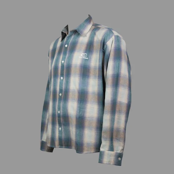 پیراهن آستین بلند باکسی کولوژن اورسایز براشد بلو | COLLUSION Boxy Oversized long sleeve Shirt Brushed Blue - Image 2