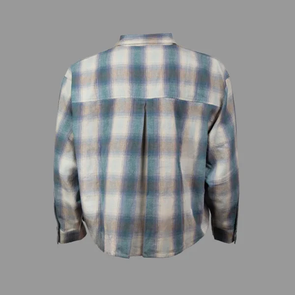 پیراهن آستین بلند باکسی کولوژن اورسایز براشد بلو | COLLUSION Boxy Oversized long sleeve Shirt Brushed Blue - Image 3